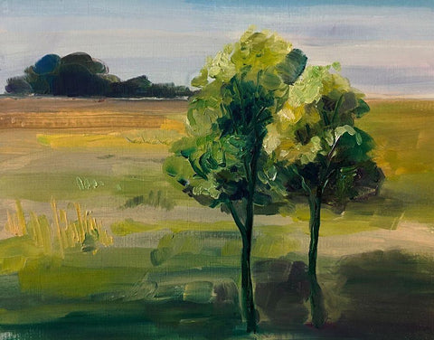 Landscape Of Trees Black Ornate Wood Framed Art Print with Double Matting by Boho Hue Studio