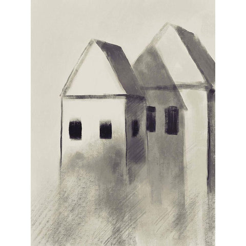 Charcoal Houses 1 White Modern Wood Framed Art Print by Boho Hue Studio