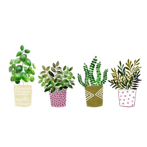 Four Plants 1 White Modern Wood Framed Art Print by Boho Hue Studio