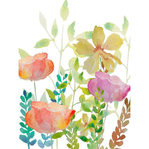 Field Flowers Black Modern Wood Framed Art Print by Boho Hue Studio