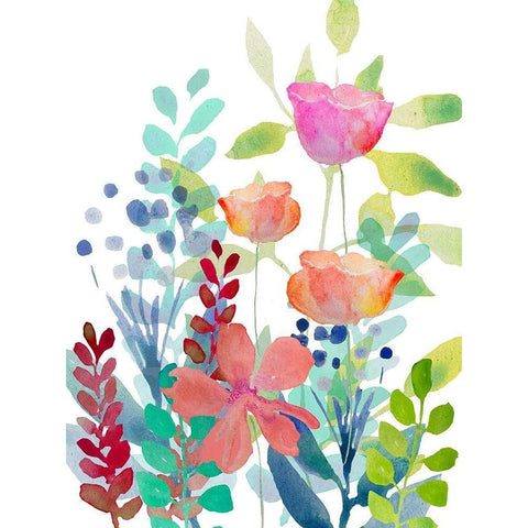 Florals Black Modern Wood Framed Art Print with Double Matting by Boho Hue Studio