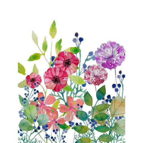Flowers 5 Black Modern Wood Framed Art Print by Boho Hue Studio