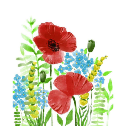 Wild Flowers White Modern Wood Framed Art Print by Boho Hue Studio