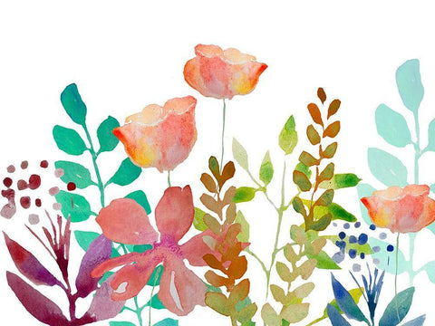 Florals 5 White Modern Wood Framed Art Print with Double Matting by Boho Hue Studio