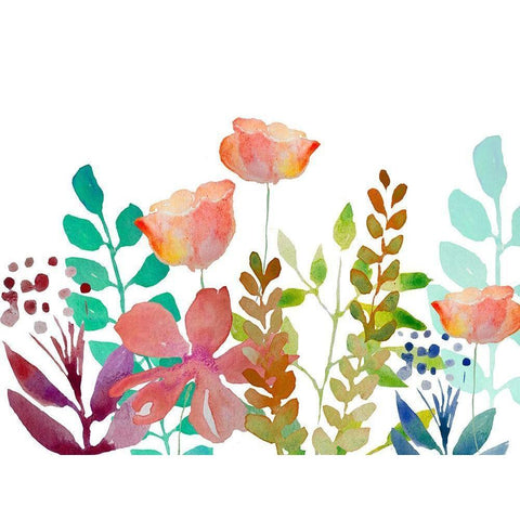 Florals 5 Black Modern Wood Framed Art Print with Double Matting by Boho Hue Studio