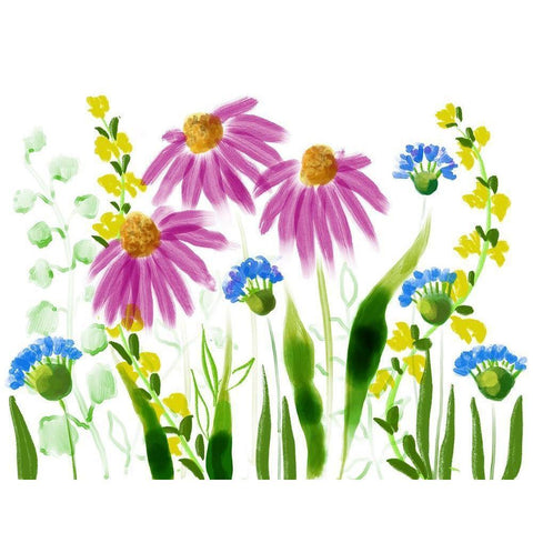 Wild Flowers 10 White Modern Wood Framed Art Print by Boho Hue Studio