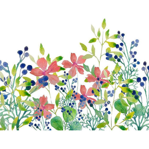 Floral field II Black Modern Wood Framed Art Print by Boho Hue Studio