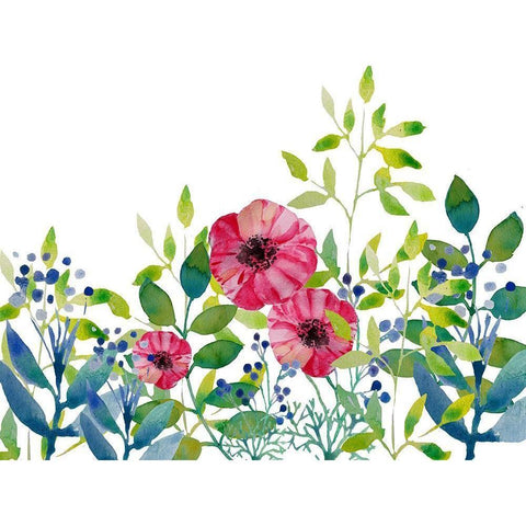 Floral field III Black Modern Wood Framed Art Print by Boho Hue Studio
