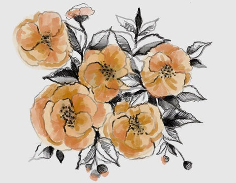 Floral field Black Ornate Wood Framed Art Print with Double Matting by Boho Hue Studio