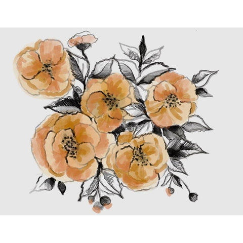 Floral field Black Modern Wood Framed Art Print by Boho Hue Studio