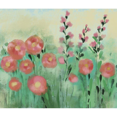 Floral Field White Modern Wood Framed Art Print by Boho Hue Studio