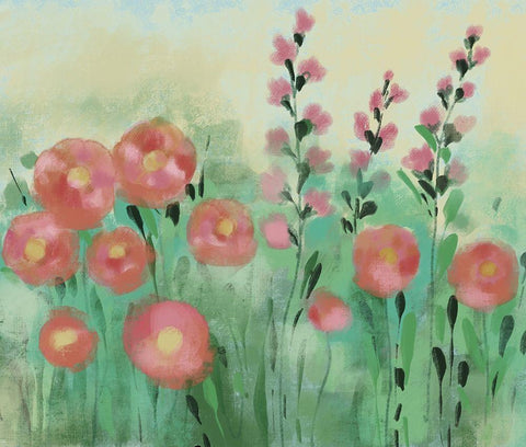 Floral Field Black Ornate Wood Framed Art Print with Double Matting by Boho Hue Studio