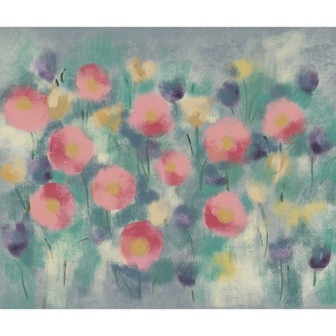 Floral field II White Modern Wood Framed Art Print by Boho Hue Studio