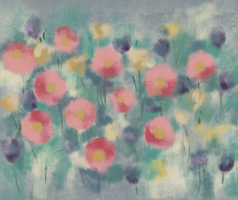 Floral field II Black Ornate Wood Framed Art Print with Double Matting by Boho Hue Studio