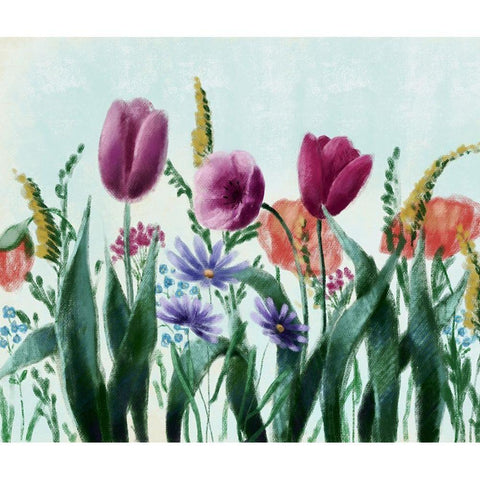 Floral field 1 Gold Ornate Wood Framed Art Print with Double Matting by Boho Hue Studio