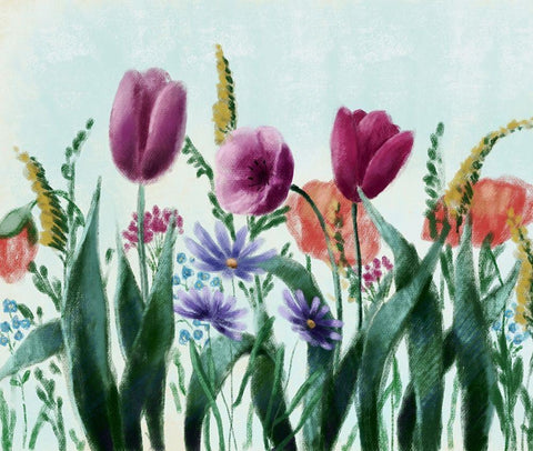 Floral field 1 White Modern Wood Framed Art Print with Double Matting by Boho Hue Studio