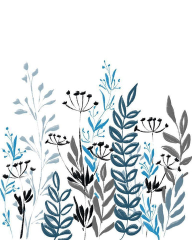 Blue field 1 White Modern Wood Framed Art Print with Double Matting by Boho Hue Studio