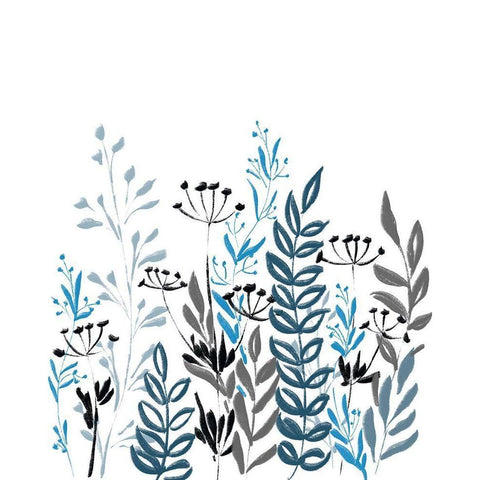 Blue field 1 Black Modern Wood Framed Art Print by Boho Hue Studio