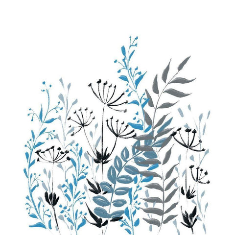 Blue field 2 Black Modern Wood Framed Art Print by Boho Hue Studio