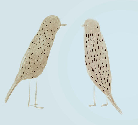 Birds II White Modern Wood Framed Art Print with Double Matting by Boho Hue Studio