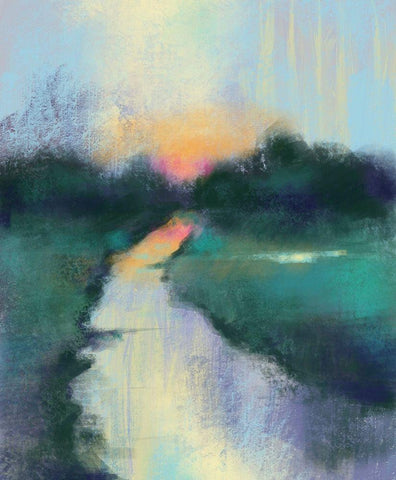 Sunset White Modern Wood Framed Art Print with Double Matting by Boho Hue Studio