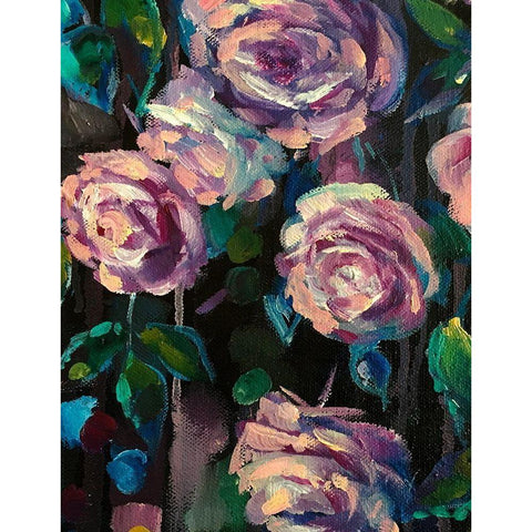 The Roses Black Modern Wood Framed Art Print by Boho Hue Studio