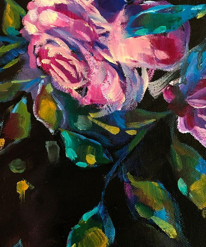 Roses7 Black Ornate Wood Framed Art Print with Double Matting by Boho Hue Studio
