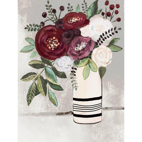 Neutral Floral Bouquet 1 White Modern Wood Framed Art Print by Boho Hue Studio