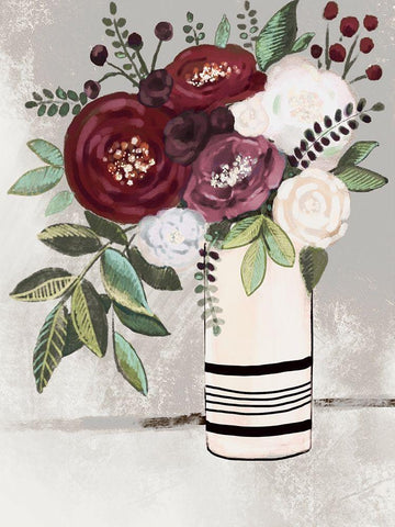 Neutral Floral Bouquet 1 White Modern Wood Framed Art Print with Double Matting by Boho Hue Studio