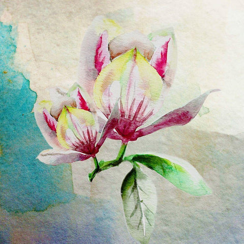 Magnolia Pair 2 White Modern Wood Framed Art Print by Boho Hue Studio