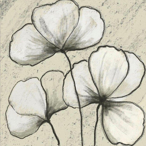 Simple Blooms 1 White Modern Wood Framed Art Print with Double Matting by Boho Hue Studio