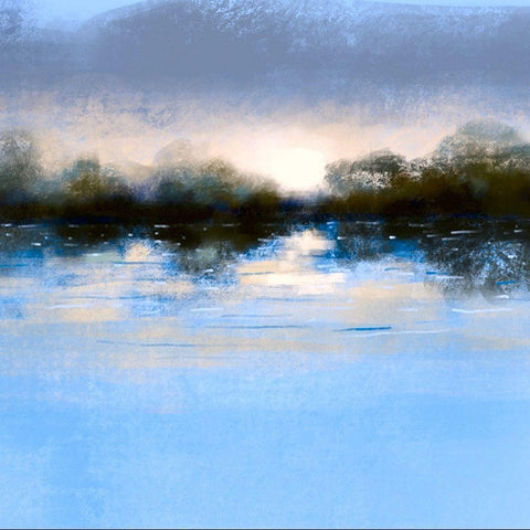 Blue Landscape Black Ornate Wood Framed Art Print with Double Matting by Boho Hue Studio