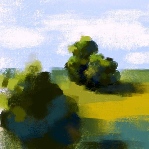 Green Landscape Black Modern Wood Framed Art Print by Boho Hue Studio