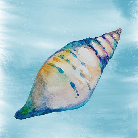 Shell 1 White Modern Wood Framed Art Print with Double Matting by Boho Hue Studio