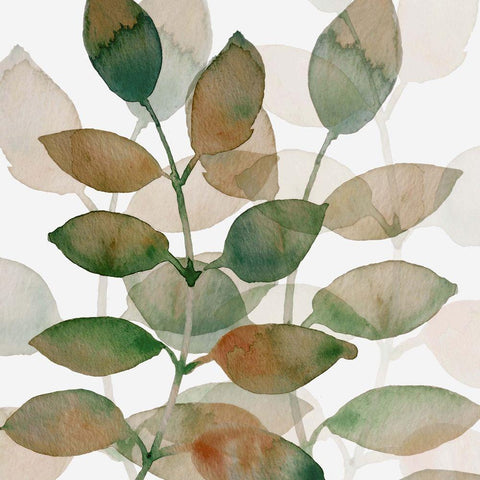 Leaf By Leaf 1 White Modern Wood Framed Art Print with Double Matting by Boho Hue Studio