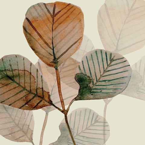 Squared Brown Leaves 2 Black Modern Wood Framed Art Print by Boho Hue Studio