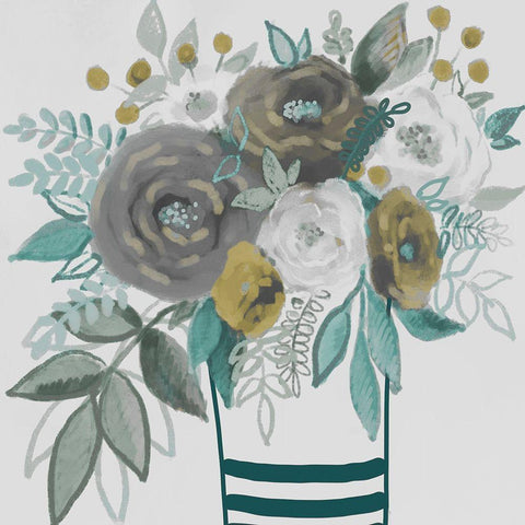 Natural Bouquet 1 Black Ornate Wood Framed Art Print with Double Matting by Boho Hue Studio