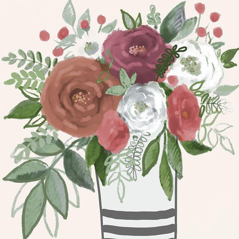 Warming Bouquet 1 Black Modern Wood Framed Art Print with Double Matting by Boho Hue Studio