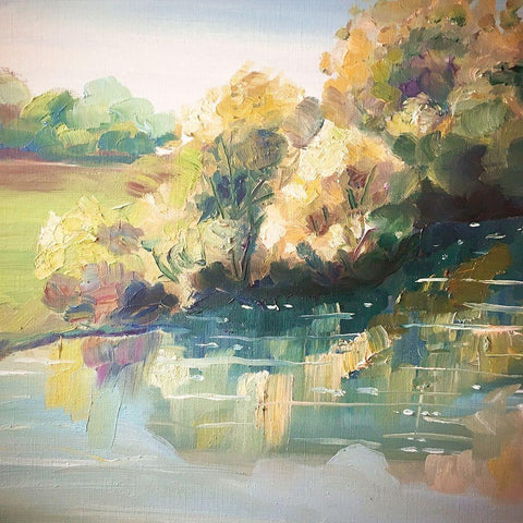 Along the River White Modern Wood Framed Art Print by Boho Hue Studio