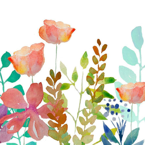 Flowers Black Modern Wood Framed Art Print by Boho Hue Studio