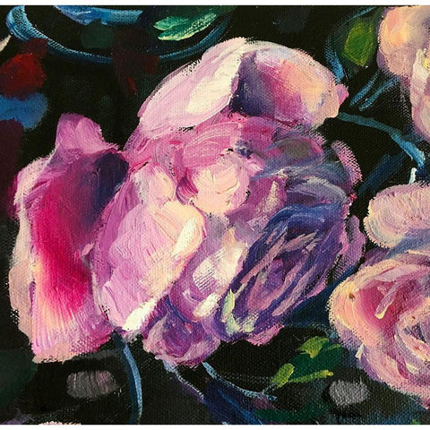 Roses1 Black Modern Wood Framed Art Print with Double Matting by Boho Hue Studio