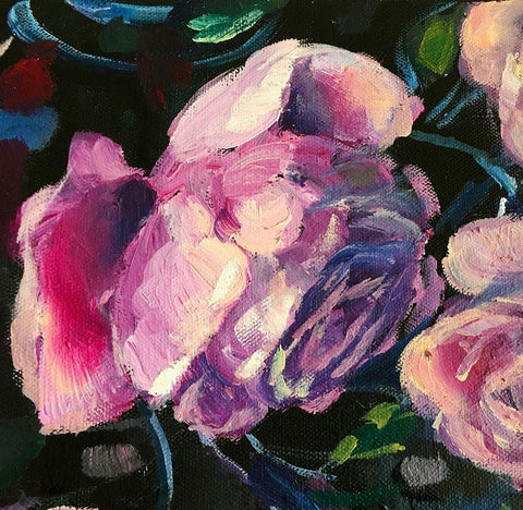 Roses1 White Modern Wood Framed Art Print with Double Matting by Boho Hue Studio