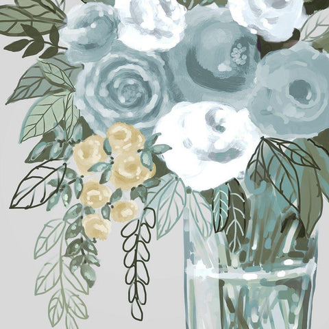 Soft Neutral Florals 2 Black Ornate Wood Framed Art Print with Double Matting by Boho Hue Studio