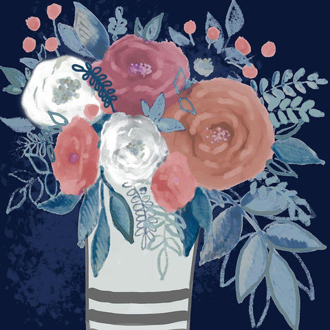 Peaceful Bouquet 1 White Modern Wood Framed Art Print with Double Matting by Boho Hue Studio