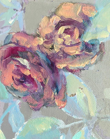 Spring Roses White Modern Wood Framed Art Print with Double Matting by Boho Hue Studio