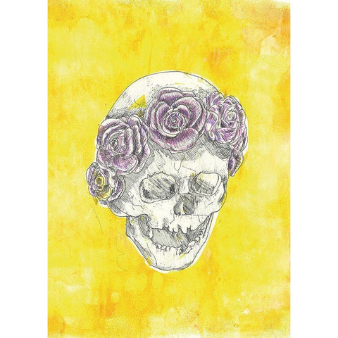 Skull with Rose Crown Black Modern Wood Framed Art Print by Bassani, Justine