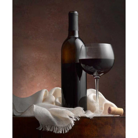 Red Wine And Cork White Modern Wood Framed Art Print by Seidman, Barry