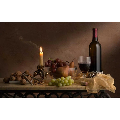 Old Master Still Life Black Modern Wood Framed Art Print with Double Matting by Seidman, Barry