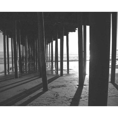 Under The Pier black and White Gold Ornate Wood Framed Art Print with Double Matting by Alvarez, Cynthia