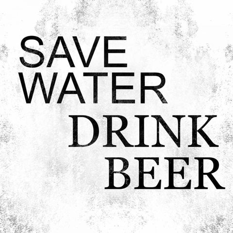 Save Water Drink Beer White Modern Wood Framed Art Print with Double Matting by Alvarez, Cynthia